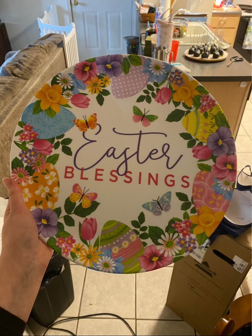 Easter Blessings Decorative Plate - Floral & Butterfly Design